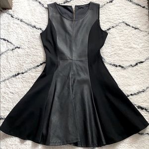 NWOT Black Dress with Faux Leather Detail